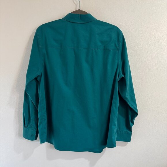 Jones New York Shirt 1X Button Front Non Iron Emerald Green Travel Long Sleeve - Picture 7 of 9